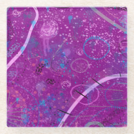 Paarse Abstracte Droomwereld Glazen Onderzetter