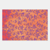 Paarse Abstracte flora op Oranje bergen Inpakpapier Vel (Voorkant 2)