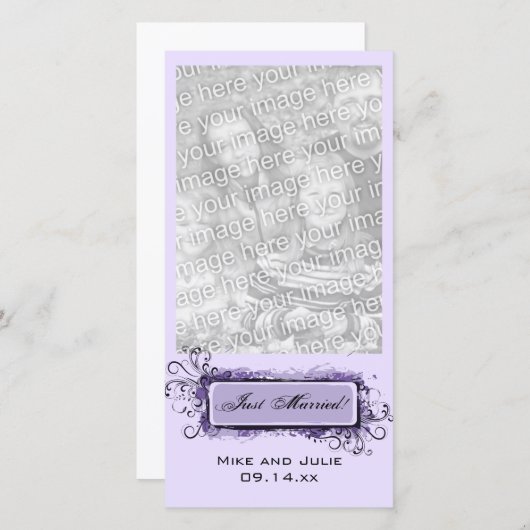 Paarse Abstracte Floral gewoon getrouwd Aankondiging (Voorkant / Achterkant)