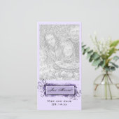 Paarse Abstracte Floral gewoon getrouwd Aankondiging (Staand voorkant)