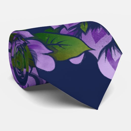 Paarse Abstracte Floral Kunst Stropdas (Opgerold)