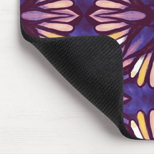 Paarse Abstracte Floral Pattern Yellow Indigo Boho Muismat (Hoek)