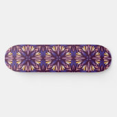 Paarse Abstracte Floral Pattern Yellow Indigo Boho Persoonlijk Skateboard (Horizontaal)