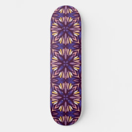 Paarse Abstracte Floral Pattern Yellow Indigo Boho Persoonlijk Skateboard
