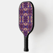 Paarse Abstracte Floral Pattern Yellow Indigo Boho Pickleball Paddle (Links)