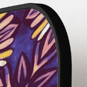 Paarse Abstracte Floral Pattern Yellow Indigo Boho Pickleball Paddle (Links Detail)
