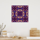Paarse Abstracte Floral Pattern Yellow Indigo Boho Poster (Keuken)
