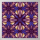 Paarse Abstracte Floral Pattern Yellow Indigo Boho Poster (Voorkant)