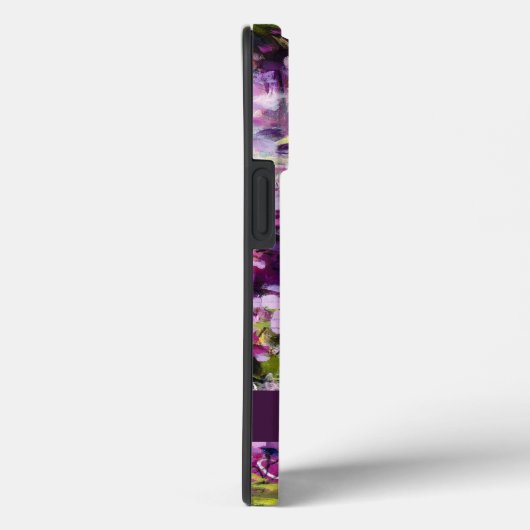 Paarse Abstracte Floral w / naam iPhone Case (Achterkant / Rechts)