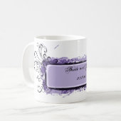 Paarse Abstracte Floral Wedding Koffiemok (Voorkant links)