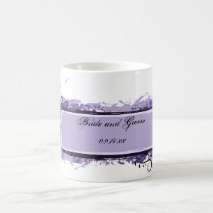 Paarse Abstracte Floral Wedding Koffiemok