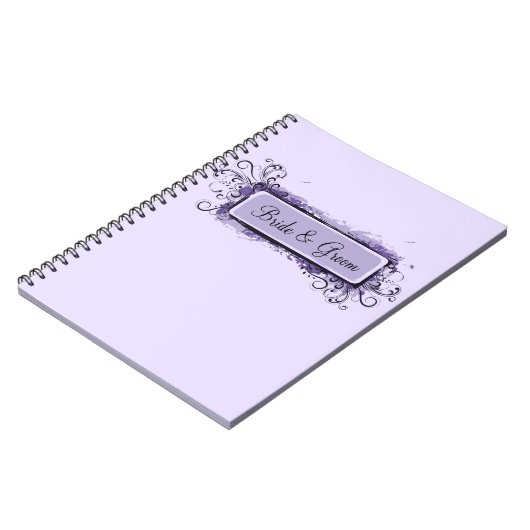Paarse Abstracte Floral Wedding Notitieboek (Linkerzijde)