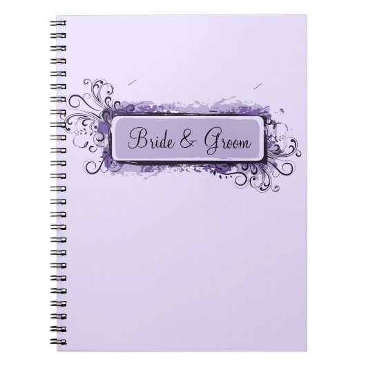 Paarse Abstracte Floral Wedding Notitieboek (Voorkant)