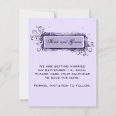 Paarse Abstracte Floral Wedding Save the Date Kaart (Voorkant)