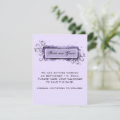 Paarse Abstracte Floral Wedding Save the Date Kaart (Staand voorkant)