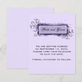 Paarse Abstracte Floral Wedding Save the Date Kaart (Voorkant / Achterkant)