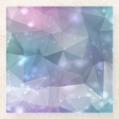 Paarse Abstracte Fractal Design en Lichten Glazen Onderzetter (Voorkant)