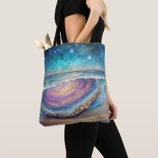 PAARSE ABSTRACTE GEODE THEMA ZOMER STRAND TOTE BAG
