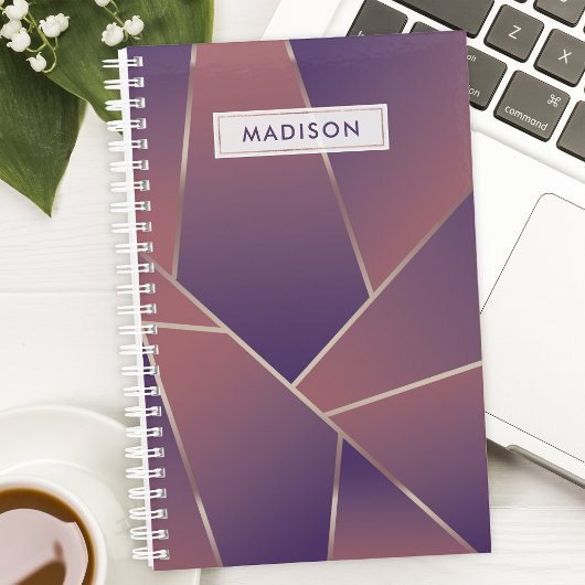 Paarse Abstracte Geometrische Gepersonaliseerde Planner