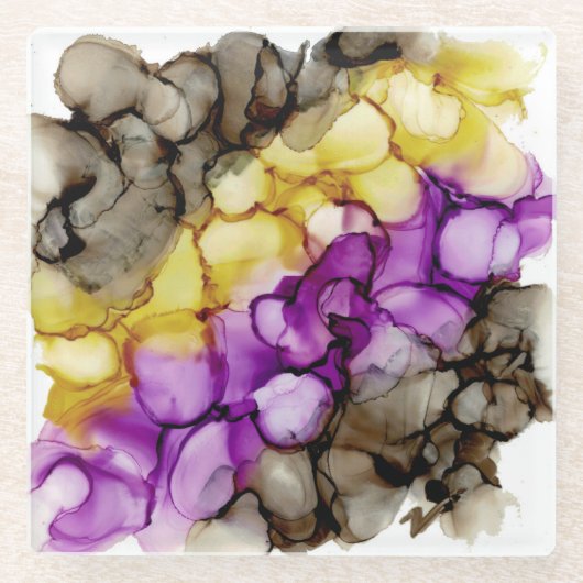 Paarse Abstracte Glas Onderzetter Glazen Onderzetter (Voorkant)