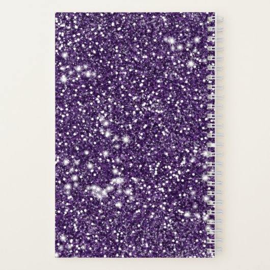 Paarse Abstracte Glitter-look & aangepaste tekst Notitieboek (Achterkant)