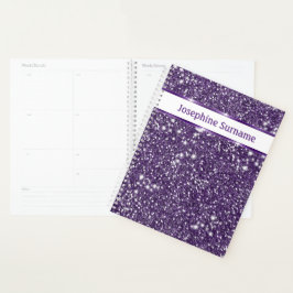 Paarse Abstracte Glitter-look & aangepaste tekst Planner