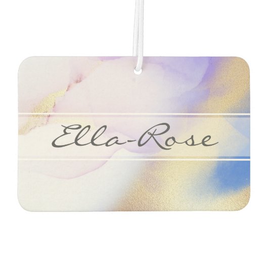 Paarse Abstracte inkt Luxury Gold Aangepaste naam Luchtverfrisser (Achterkant)