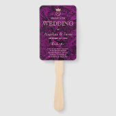 Paarse Abstracte kunst en goudfolie huwelijksprogr Handwaaier (Voorkant)