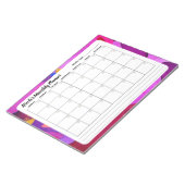 Paarse Abstracte maandelijkse kalenderlaptop Notitieblok (Schuin)