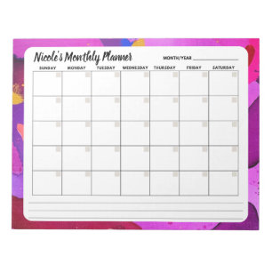 Paarse Abstracte maandelijkse kalenderlaptop Notitieblok