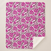 Paarse Abstracte Mid Century Modern Flower Sherpa Deken (Voorkant)