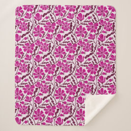 Paarse Abstracte Mid Century Modern Flower Sherpa Deken