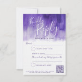 Paarse abstracte moderne kunst bruiloft antwoord R Kaart (Achterkant)
