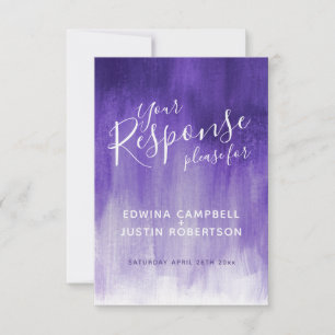 Paarse abstracte moderne kunst bruiloft antwoord R Kaart