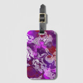 Paarse Abstracte, moderne, vochtige tekenmarmer Bagagelabel (Voorkant (verticaal))