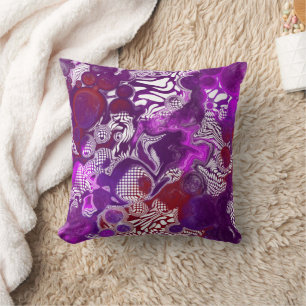 Paarse Abstracte, moderne, vochtige tekenmarmer Kussen