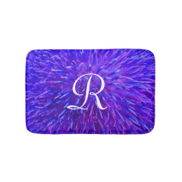 Paarse Abstracte monogrammen: Plush Bath Mat