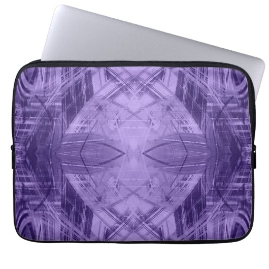 Paarse abstracte patroon laptop sleeve (Voorkant)