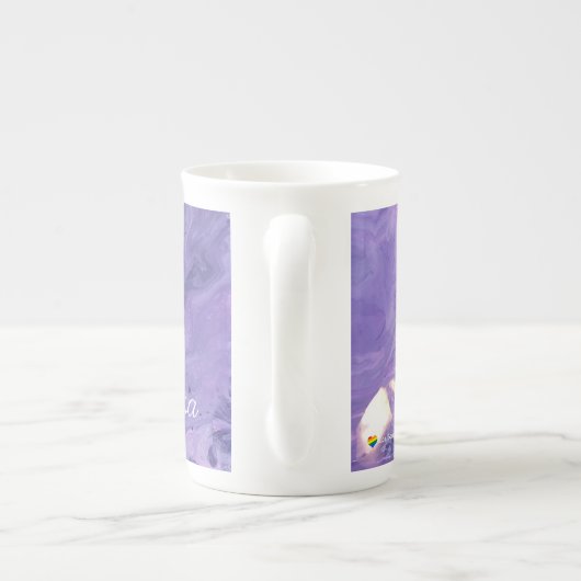 Paarse Abstracte Specialty Bone China Mok (Achterkant)