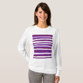Paarse Abstracte Striped Kunst T-shirt (Voorkant volledig)