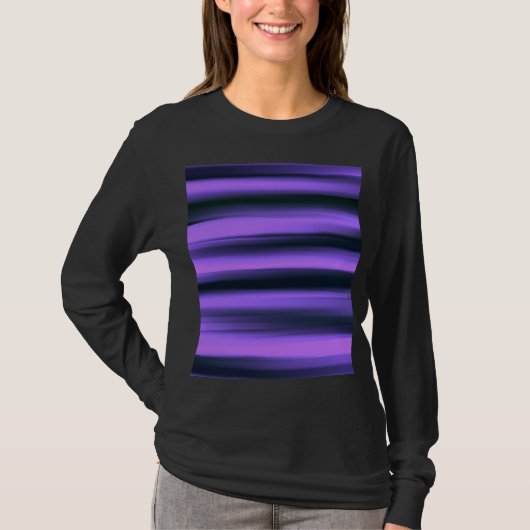 Paarse Abstracte Striped Kunst T-shirt (Voorkant)
