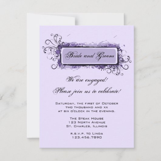 Paarse Abstracte uitnodiging van de Florence-parti (Voorkant)