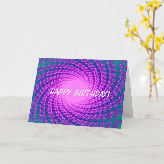 Paarse Abstracte verjaardag Kaart (Gele Bloem)