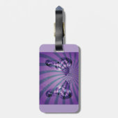 Paarse Abstracte vlinder met stralende vleugels Bagagelabel (Achterkant verticaal)