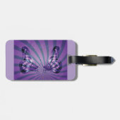 Paarse Abstracte vlinder met stralende vleugels Bagagelabel (Achterkant horizontaal)