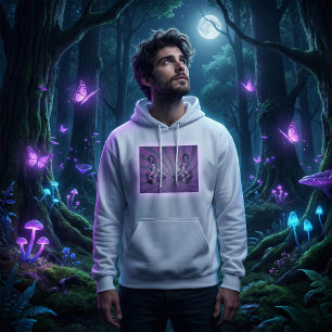 Paarse Abstracte vlinder met stralende vleugels Hoodie