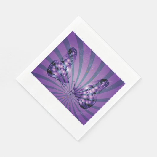 Paarse Abstracte vlinder met stralende vleugels Servet (Hoek)