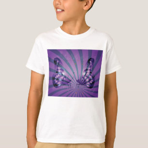 Paarse Abstracte vlinder met stralende vleugels T-shirt
