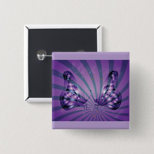 Paarse Abstracte vlinder met stralende vleugels Vierkante Button 5,1 Cm (Voorkant /achterkant)