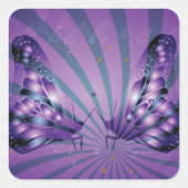 Paarse Abstracte vlinder met stralende vleugels Vierkante Sticker (Voorkant)